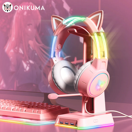 X15 Pro Wired Headphones with RGB Head Beam Flexible Mic Button Control Gaming Headset Gamer for Compute PC
